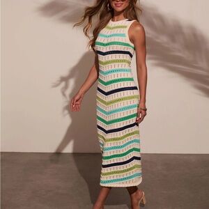Reyna Chevron Print Tank Midi Dress